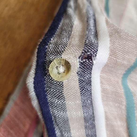 Chic Connection Striped Shirt Womens Size Medium Roll Tab Sleeves - Picture 3 of 9